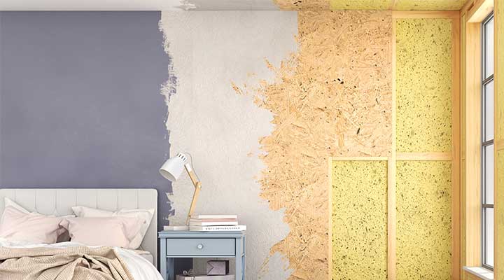 Isolation et finitions des murs d'une chambre